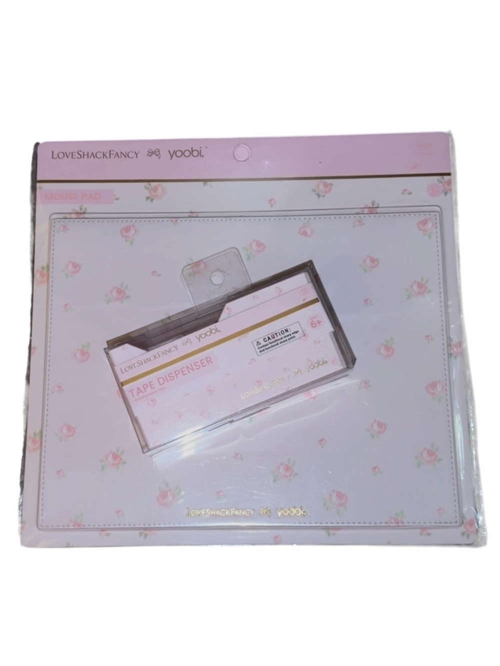 LoveShackFancy X Yoobi Blooming Heirloom Mouse Pad Strawberry Macaroon Tape Disp